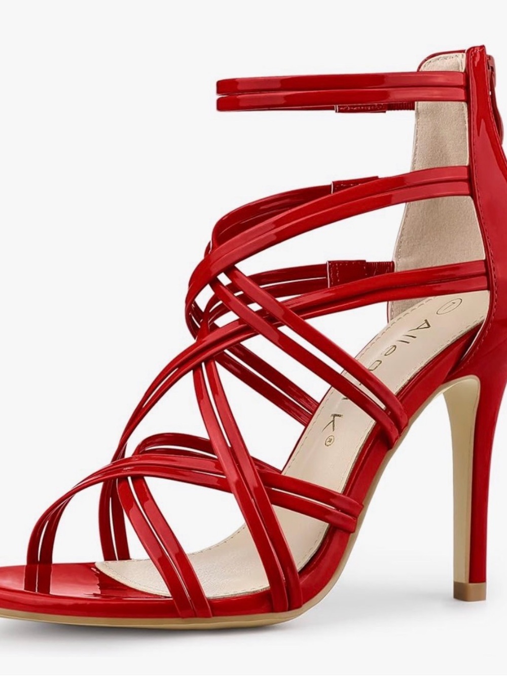 Allegra K Red Patent Strappy High Heel Sandals
